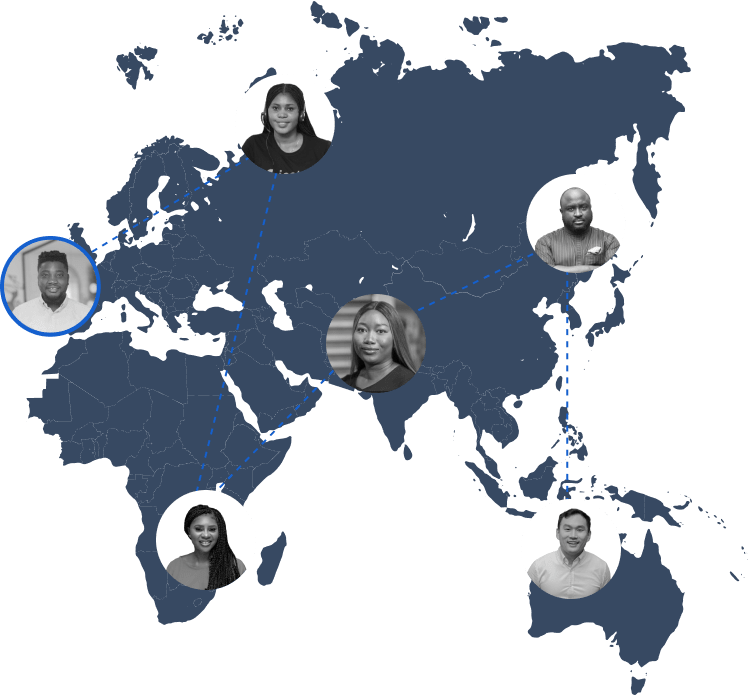 Images of employees on a map